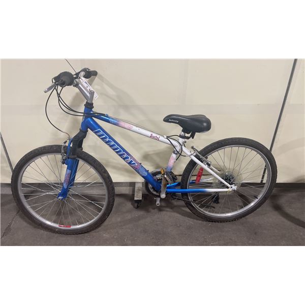 INFINITY SWIRL BLUE / WHITE 21 SPEED FRONT SUSPENSION MOUNTAIN BIKE