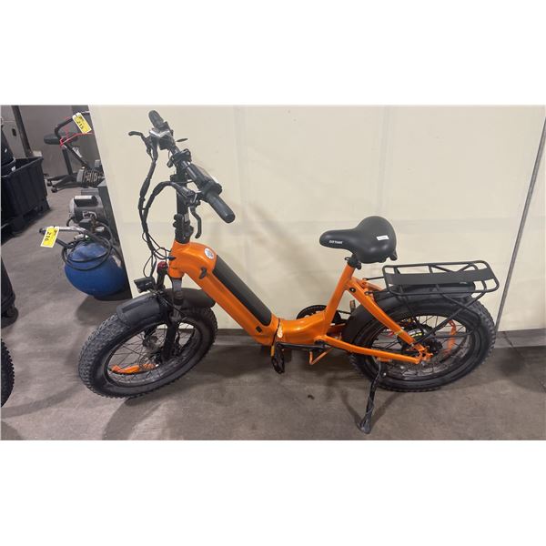 Y20 ORANGE ELECTRIC FOLDABLE E-BIKE WITH CHARGER - 75 KM RANGE, HYDRAULIC DISC BRAKES, 7 LEVELS,