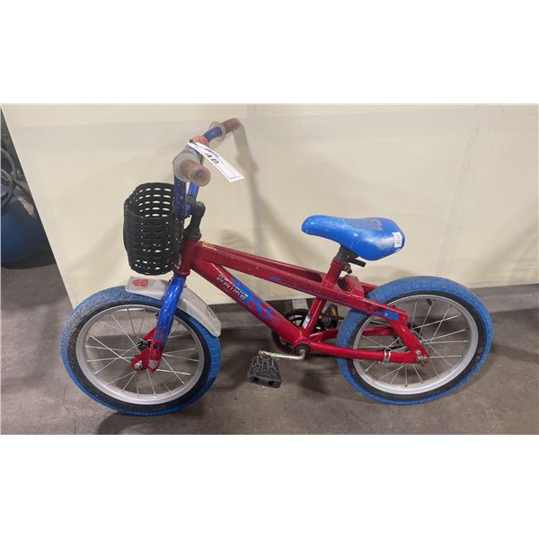 2 BIKES: OPTIMUS PRIME RED SINGLE SPEED CHILDRENS BIKE & MOVELLO ALGONQUIN BLUE 18 SPEED MOUNTAIN