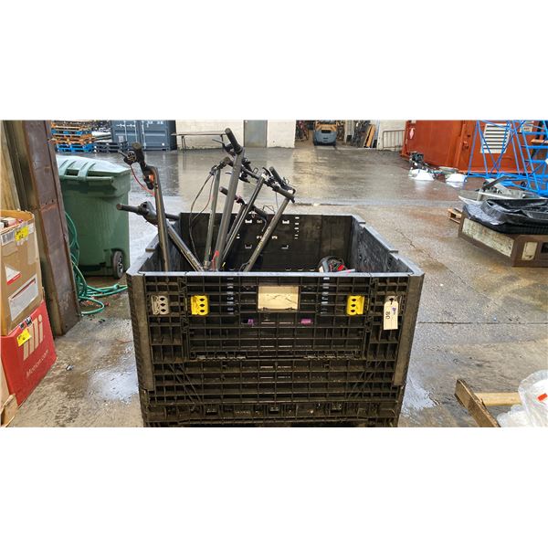 BIN OF 7 ASSORTED ELECTRIC SCOOTERS FOR PARTS *NO CHARGERS-BIN NOT INCLUDED*
