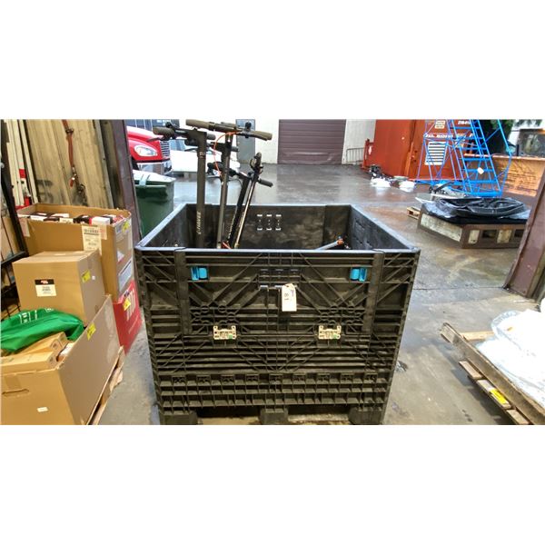 BIN OF 7 ASSORTED ELECTRIC SCOOTERS FOR PARTS *NO CHARGERS-BIN NOT INCLUDED*