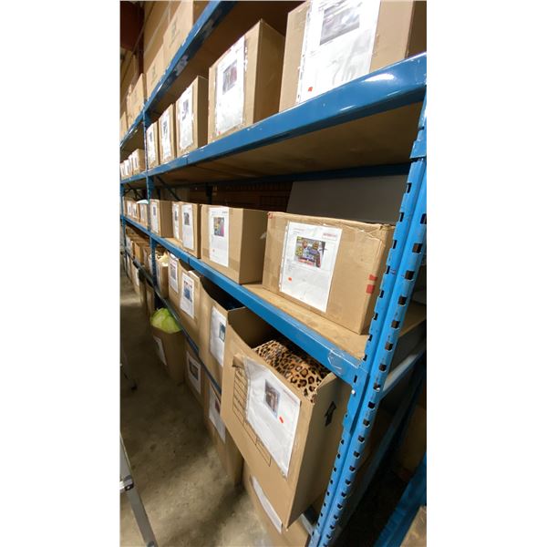 60+ BOXES OF ASSORTED SET DEC ITEMS INCLUDING CURTAINS, FABRIC, CRAFT SUPPLIES, PILLOWS, SHOES,