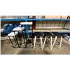 Image 1 : 3 BLACK/WHITE PLANT STANDS & 3- 26" H PADDED STOOLS