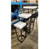 Image 2 : 3 BLACK/WHITE PLANT STANDS & 3- 26" H PADDED STOOLS
