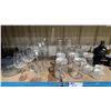 Image 3 : SHELF OF ASSORTED HOME DECOR ITEMS INCLUDING CANDLES, VASES, CANDLE HOLDERS, WINE GLASSES, KITCHEN