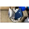 Image 2 : SHELF OF ASSORTED STORAGE BINS WITH LIDS, PILLOWS, LAUNDRY BASKET & BLANKETS