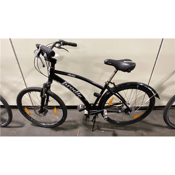 BRODIE THETA BLACK SINGLE SPEED FRONT SUSPENSION CRUISER BIKE WITH FULL DISC BRAKES