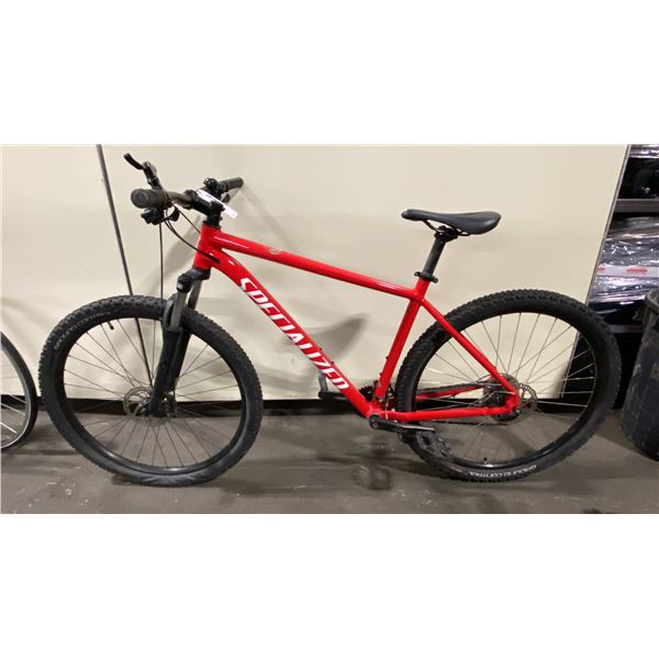 SPECIALIZED RED 16 SPEED FRONT SUSPENSION MOUNTAIN BIKE WITH FULL DISC BRAKES