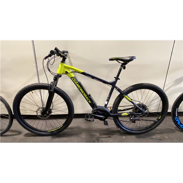 DIAMONDBACK POWERLINE YELLOW/BLACK 10 SPEED ELECTRIC ASSIST BIKE WITH FRONT SUSPENSION & FULL DISC