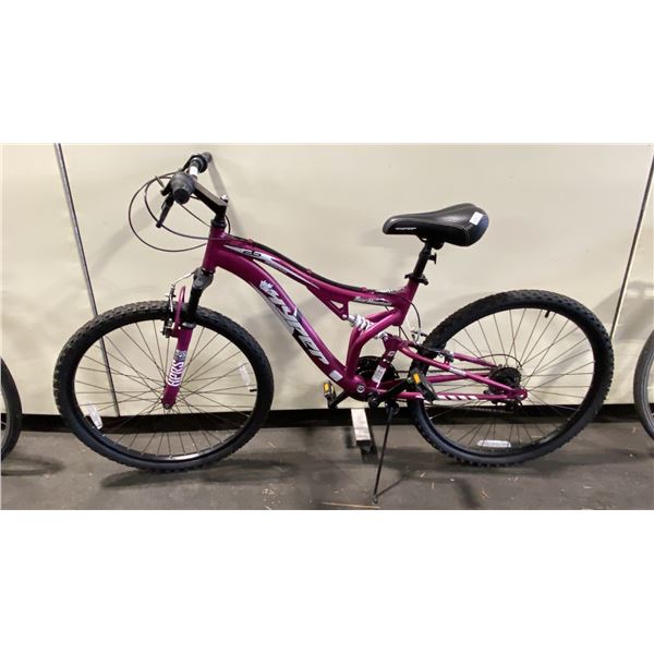 HYPER BEAR MOUNTAIN PURPLE 21 SPEED MOUNTAIN BIKE WITH FULL SUSPENSION