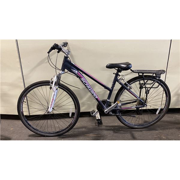 SCHWINN GREY/PURPLE 21 SPEED FRONT SUSPENSION MOUNTAIN BIKE