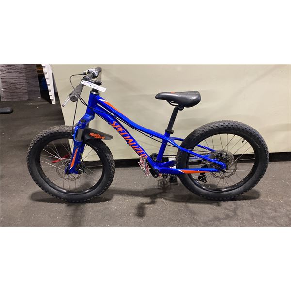 SPECIALIZED BLUE YOUTH BIKE 7 SPEED FRONT SUSPENSION MOUNTAIN BIKE WITH FULL DISC BRAKES