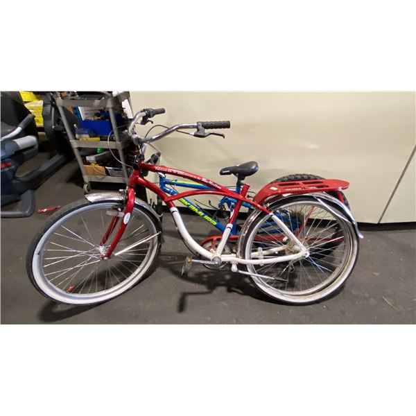 2 BIKES: NAKAMURA BLUE 7 SPEED FRONT SUSPENSION MOUNTAIN BIKE & SCHWINN TIM HORTONS 40TH