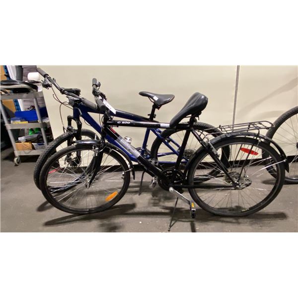 2 BIKES: CAMPUS C200 BLACK 21 SPEED ROAD BIKE & BMW BLUE FRONT SUSPENSION MOUNTAIN BIKE WITH FULL