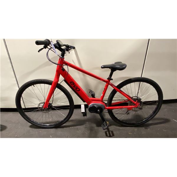 EVO KALLIO RED ELECTRIC HYBRID BIKE WITH FULL DISC BRAKES *NO CHARGER*