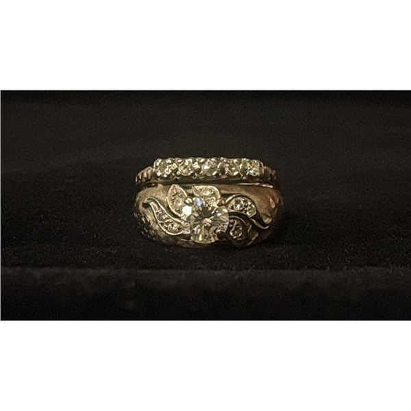 APPROX 18K LADIES WEDDING RING SET WITH DIAMONDS (.01CT-.81CT, 7G)