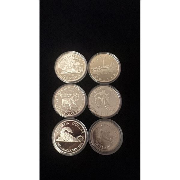 FIVE CANADA SILVER DOLLARS