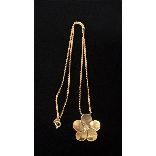 APPROX 14K CHAIN (16") WITH APPROX 14K PENDANT SET WITH DIAMOND (.2CT, 6.8G)