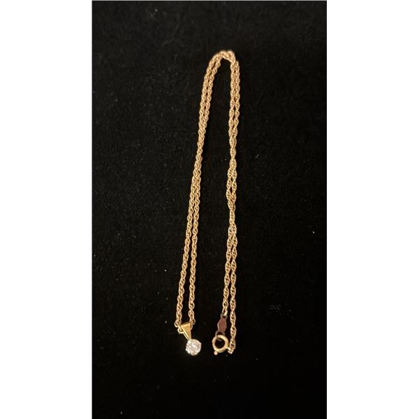 APPROX 10K CHAIN (15") WITH APPROX 18K PENDANT SET WITH DIAMOND (.17CT, 2.7G)