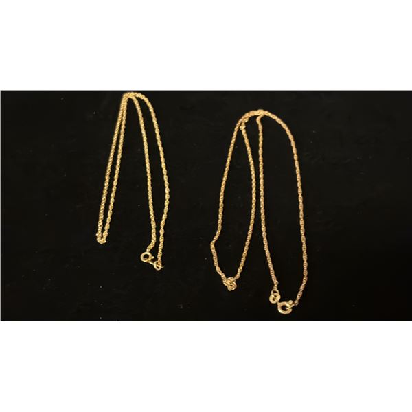 TWO APPROX 10K CHAINS (16"-18", 3.7G)