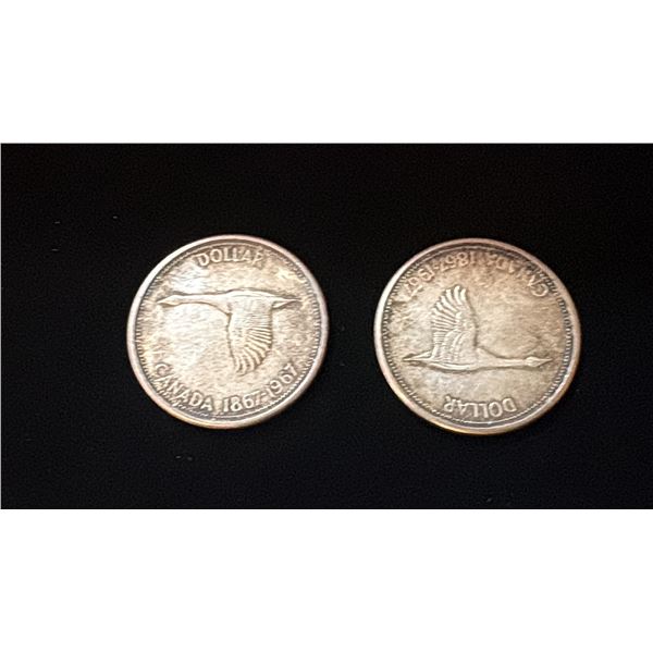 TWO 1967 CANADA SILVER DOLLARS
