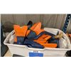 Image 2 : GREY PLASTIC BIN OF ASSORTED SIZE / STYLE FLIPPERS & SNORKELS *BIN INCLUDED*