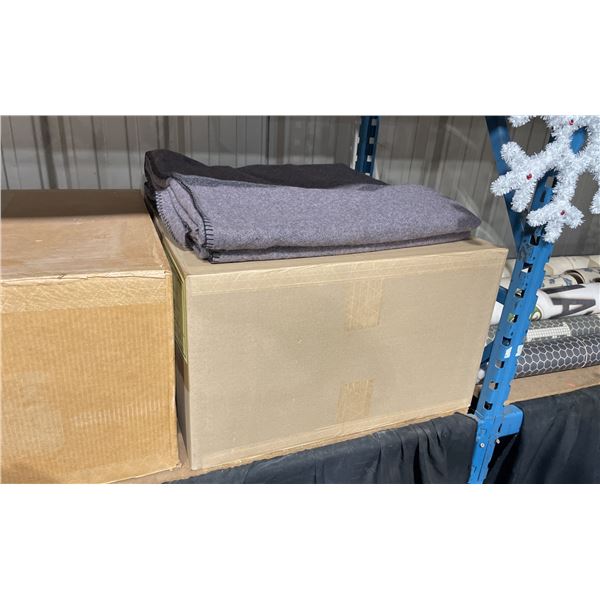 BOX OF 10 NEW GREY INDUSTRIAL FIRST AID BLANKETS