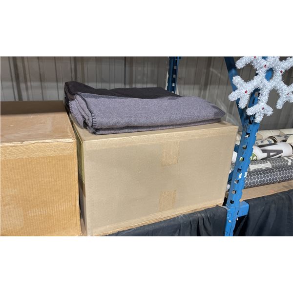 BOX OF 10 NEW GREY INDUSTRIAL FIRST AID BLANKETS