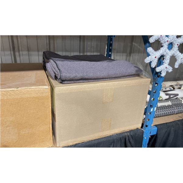 BOX OF 10 NEW GREY INDUSTRIAL FIRST AID BLANKETS
