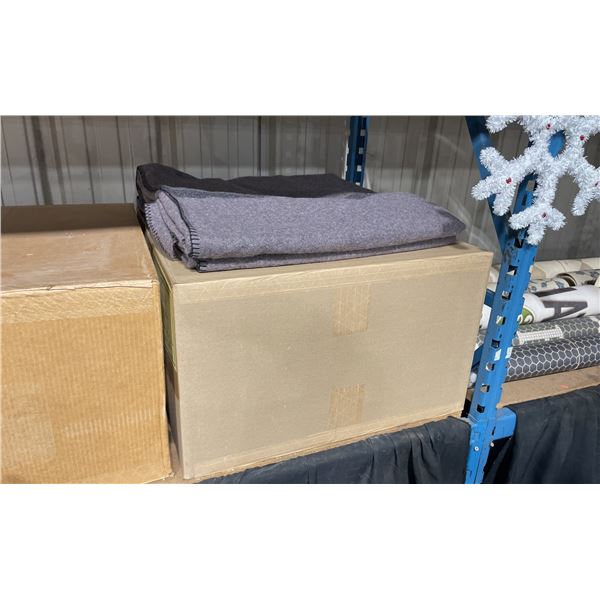 BOX OF 10 NEW GREY INDUSTRIAL FIRST AID BLANKETS