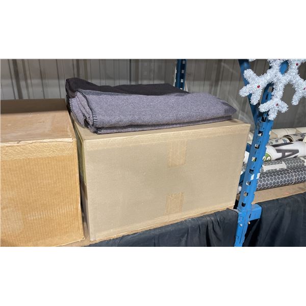BOX OF 10 NEW GREY INDUSTRIAL FIRST AID BLANKETS