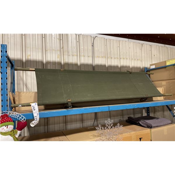 BOX OF 4 NEW GREEN CANVAS FOLDING COMMERCIAL MILITARY STYLE STRETCHERS