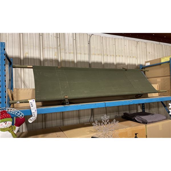 BOX OF 4 NEW GREEN CANVAS FOLDING COMMERCIAL MILITARY STYLE STRETCHERS