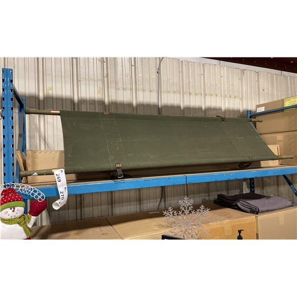 BOX OF 4 NEW GREEN CANVAS FOLDING COMMERCIAL MILITARY STYLE STRETCHERS