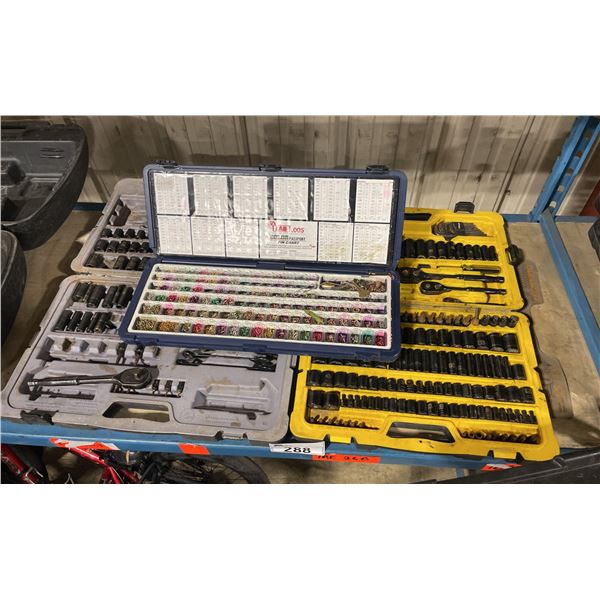 2 ASSORTED INDUSTRIAL SOCKET SETS *NOT COMPLETE* & LAB GAUGE SET IN HARD TRANSPORT CASES