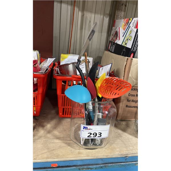 BASKET OF ASSORTED KITCHEN UTENSILS, & NEW RETAIL KITCHEN PRODUCTS *BASKET INCLUDED*