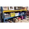 Image 1 : SHELF OF ASSORTED OFFICE ACCESSORIES, CAMERA LENSES AND EMPTY TOTE BINS