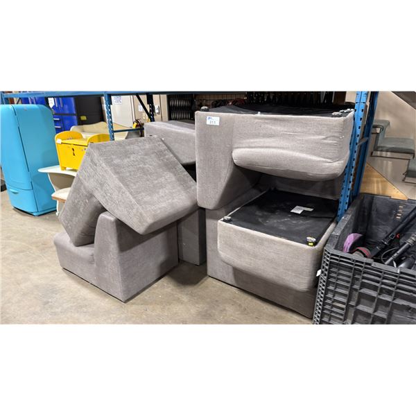 GREY 6 PIECE SECTIONAL COUCH WITH OTTOMAN