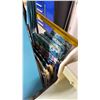 Image 6 : TEAL COOLERATOR VINTAGE FRIDGE *PROP ONLY* & PAINTED WOOD CHILDRENS DESK, SEAT AND