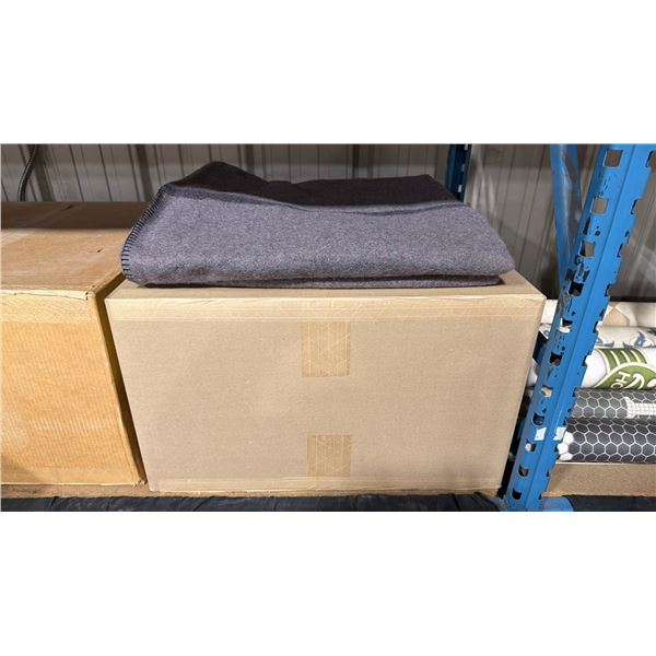 BOX OF 10 NEW GREY INDUSTRIAL FIRST AID BLANKETS