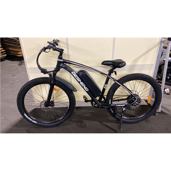 GESHENG A6 BLACK FRONT SUSPENSION ELECTRIC BIKE WITH FULL DISC BRAKES *NO KEY, NO CHARGER*