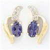 Image 1 : 1.16Ct Natural Iolite & Diamond 9K Gold Earrings (JEW-9089X)