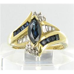 1.65ct Ceylon Blue Sapphire & Diamond 10k Gold Ladies Ring (JEW-1494)