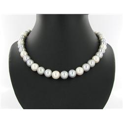 Rare Cream & Lavender/Silver Saltwater Pearl Necklace (JEW-1374)