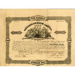 1864 Confederate $500 Bond RARE Hi Grade (CUR-06006)
