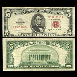 1953B $5 US Note AU+ Scarce (CUR-05970)