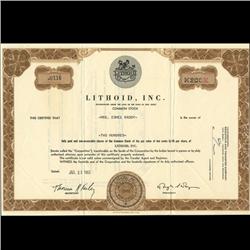 1960s Lithoid Stock Certificate Scarce (COI-3431)