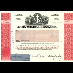 1990s John Wiley & Sons Stock Certificate Scarce Red (COI-3404)