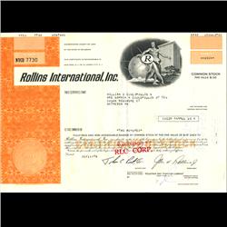 1970s Rollins International Stock Certificate Scarce Orange (COI-3351)