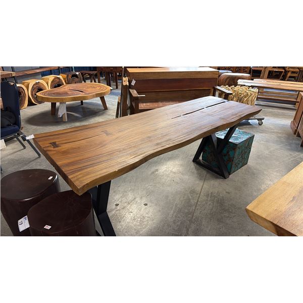 EXOTIC LIVE EDGE DINING TABLE WITH METAL BASE 79" X 32"